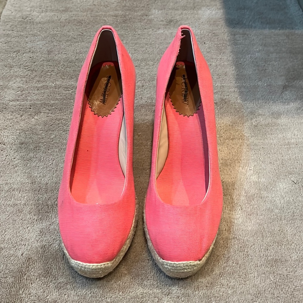 J. Crew pink Seville espadrille wedges